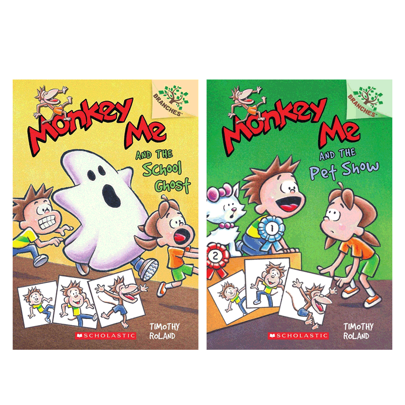 送音频Monkey Me 系列4本 调皮猴 蓝思510L 英文原版Scholastic Branches 学乐大树系列 儿童桥梁章节书英语课外阅读物