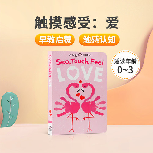英文原版绘本See Touch Feel Love触摸感受爱0-3岁宝宝触感认知纸板触摸书亲子互动共读孩子早教启蒙绘本图画书seetouchfeel