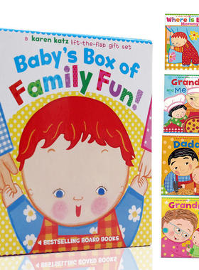 karen katz英文原版翻翻书Daddy Grandpa Grandma and me英语启蒙Where Is Baby's 4本纸板Box of Family Fun母父亲节