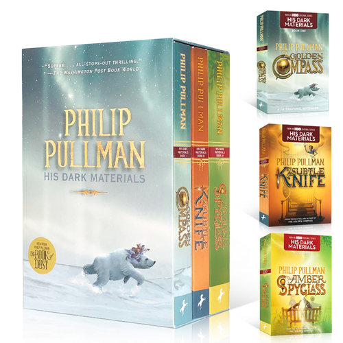 英文原版 黑暗物质三部曲 His Dark Materials Trilogy 3册盒装 黄金罗盘 魔法神刀 琥珀望远镜中小学生英语奇幻小说读物正版
