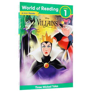 英文原版迪士尼阅读世界Disney World Of Reading L1: Disney Villains Three Wicked Tales迪士尼恶棍3故事合集 儿童分级读物