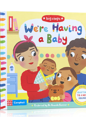 进口英文原版绘本 The Big Steps ：We're Having a Baby 二胎 亲子共读 我们的宝宝 情商教育儿童启蒙纸板翻翻书 学前早教