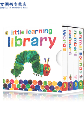 预售英文原版进口Eric Carle 4册认知纸板书Learn with The Very Hungry Caterpillar好饥饿的毛毛虫sounds words numbers colours