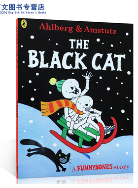 英文原版 Funnybones: The Black Cat 可爱的骨头黑色的猫 平装绘本亲子共读图画故事书骨头之歌廖彩杏推荐Puffin出版