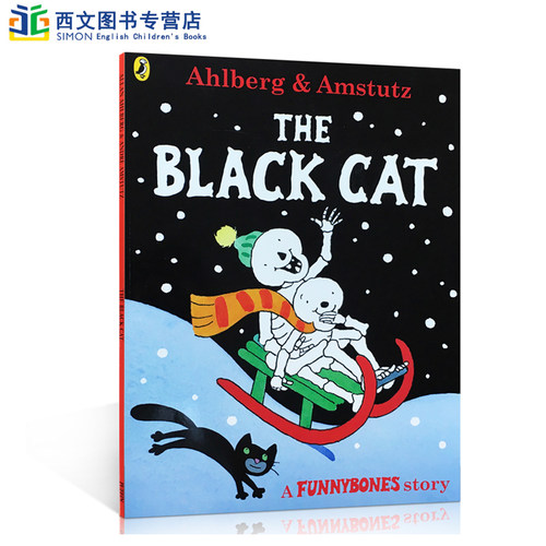 英文原版 Funnybones: The Black Cat 可爱的骨头黑色的猫 平装绘本亲子共读图画故事书骨头之歌廖彩杏推荐Puffin出版