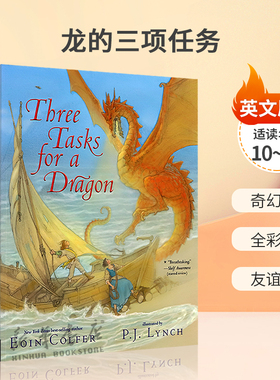 英文原版Three Tasks for a Dragon龙的三项任务经典童话故事奇幻小说 全彩插图 友谊冒险平装小说童话寓言/神话传说 10-14岁