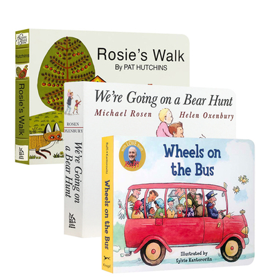 【送音频】英文原版Wheels on the Bus公车上的轮子we're going on a bear hunt猎熊/rosie's walk全部纸板书3册thewheelsonthebus