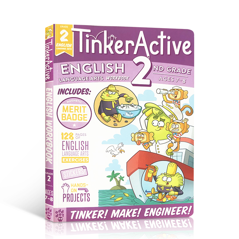 英文原版 二年级小学生练习册 TinkerActive Workbooks: 2nd Grade English Language Arts 儿童趣味英语辅导图画书进口正版7-8岁