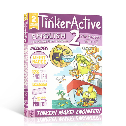英文原版 二年级小学生练习册 TinkerActive Workbooks: 2nd Grade English Language Arts 儿童趣味英语辅导图画书进口正版7-8岁