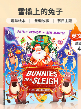 英文原版 Sunny Town Bunnies: Bunnies in a Sleigh: A Crazy Christmas Story! 雪橇上的兔子疯狂的圣诞故事趣味绘本4-8岁