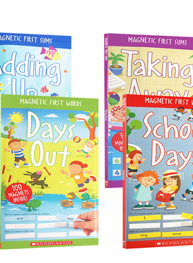 英文原版Scholastic学乐词汇磁铁书4册Magnetic First Words Taking Away/DAYS OUT/SCHOOL DAYS/ADDING UP 幼儿学习加减法练习册