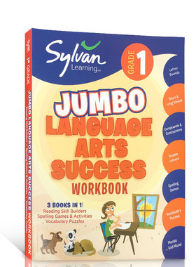 英文原版Sylvan Learning 新版 Jumbo Language Arts Success G1 三合一大厚本小学一年级儿童启蒙早教语言艺术技巧练习册教材教辅