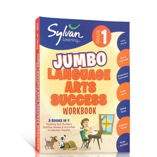 英文原版Sylvan Learning 新版 Jumbo Language Arts Success G1 三合一大厚本小学一年级儿童启蒙早教语言艺术技巧练习册教材教辅