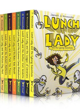 英文原版 Lunch Lady系列9册合售 全彩漫画章节桥梁书AUTHOR VISIT中小学生英语课外阅读幽默冒险故事书Jarrett J. Krosoczka出品