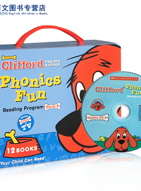 英文原版绘本Clifford Phonics Fun 12册书 Pack 5 大红狗 趣味自然拼读套装系列启蒙童书3-8岁睡前故事附CD