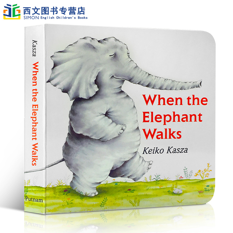 英文原版 When the Elephant Walks大象去散步低幼儿童0-1-2-3岁启蒙认知食物链科普纸板书亲子共读认知英语故事规律基础童书