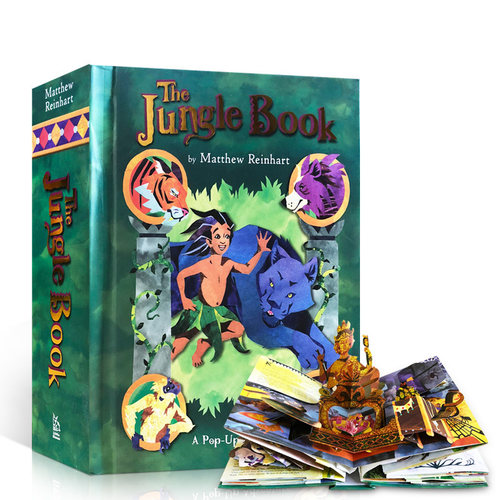 进口英文原版 森林王子立体折叠书The Jungle Book:A Pop-Up Adventure 迪士尼经典童话故事书 精装 丛林之书 课外读物