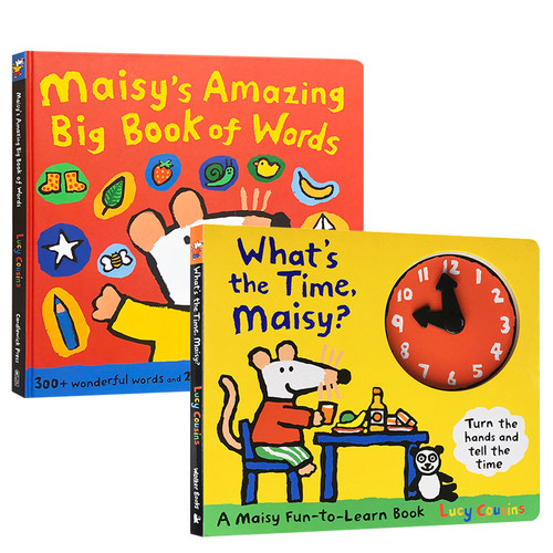 英文原版进口绘本 Maisy小鼠波波2册 Maisy‘s Amazing Big Book of/Words What's the Time, Maisy?启蒙翻翻书廖彩杏推荐童书