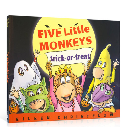 送音频英文原版 Five Little Monkeys Trick-Or-Treat 五只小猴不给糖就捣蛋 廖彩杏书单儿童绘本图画故事书