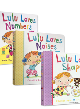 我爱露露纸板翻翻3册Lulu Loves noises/Shapes/Numbers英文原版绘本2-6岁幼儿英语启蒙认知故事书英语启蒙认识图画书