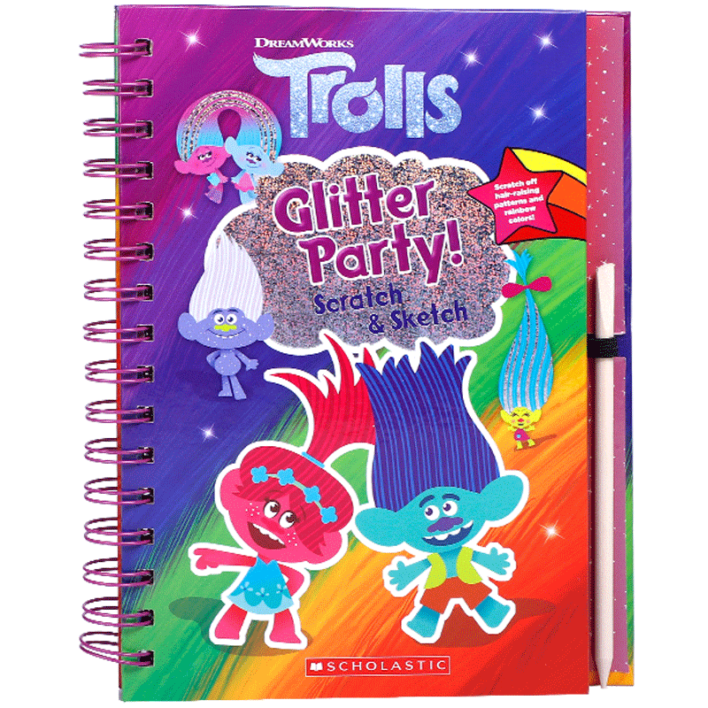 英文原版Trolls: Scratch Magic: Glitter Party!刮刮乐魔法：闪光派对 学乐Scholastic 出版儿童英语启蒙认知绘本早教玩具书