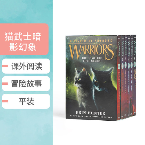 送音频英文原版猫武士第六部曲暗影幻象Warriors A Vision of Shadows1-6册儿童文字章节桥梁书冒险奇幻小说学生课外阅读物
