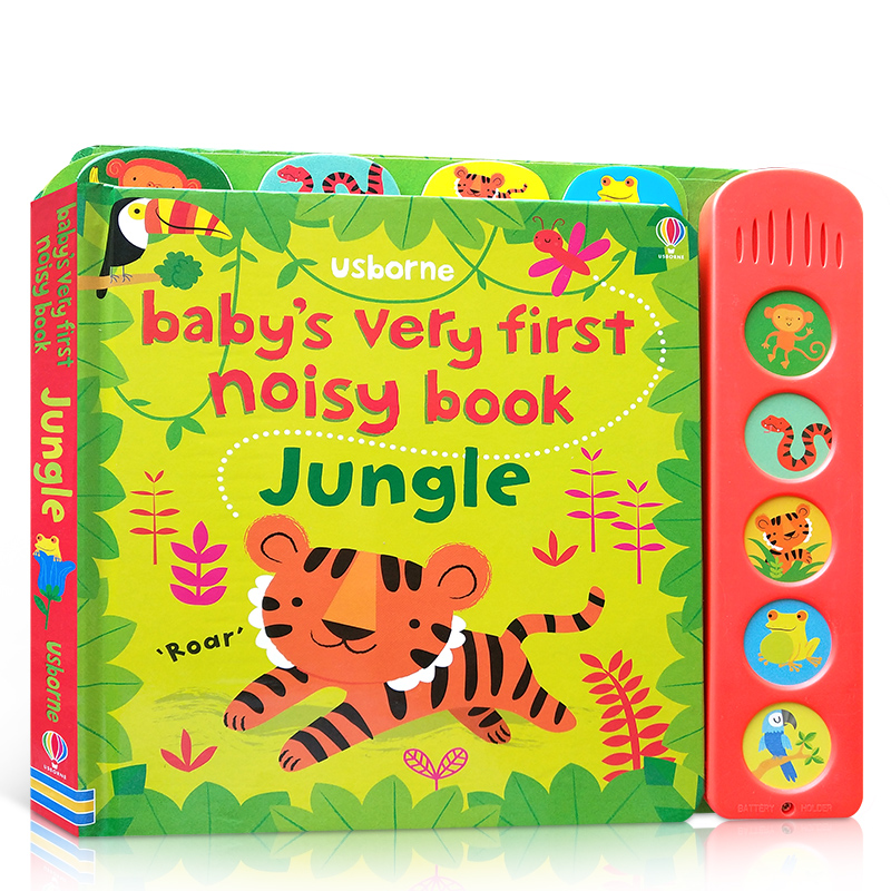 英文原版进口Usborne宝宝的第一本发声书丛林Baby's Very First Noisy Book Jungle闹闹有声书触摸书聆听各种声音低幼启蒙认知绘本