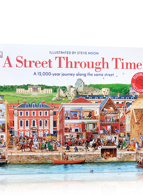 精装DK百科全书A Street Through Time穿越时空的街道A 12,000 Year Journey Along the Same Street儿童绘本英文版大运河系列