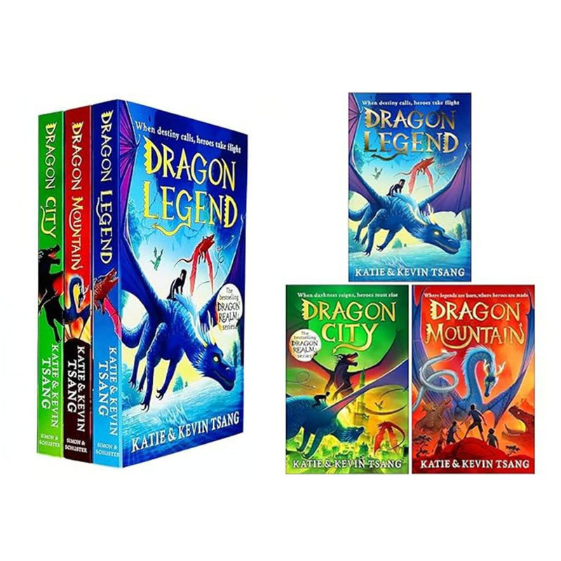 预售英文原版 Dragon Realm Series 3 Books Collection 龙国3册:龙之传说、龙山、龙城 奇幻冒险故事平装小说 10-14岁课外阅读