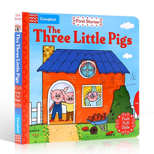 Pigs三只小猪 绘本 英文原版 系列 Three Little 童话篇 Stories First 3岁亲子互动 The BUSY 儿童纸板机关操作活动书0 忙碌
