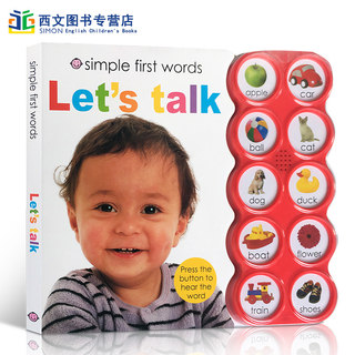 英文原版绘本0-3岁发声书Simple First Words Let's Talk亲子互动认知10种声音辨别低幼儿童启蒙单词汇适合阅读撕不烂纸板书