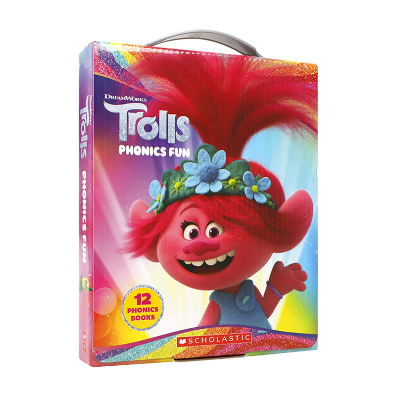 英文原版 Trolls Phonics Fun 电影版 盒装10故事+2练习册 魔发精灵自然拼读 4-8岁儿童宝宝自然拼读英文学习教辅盒装