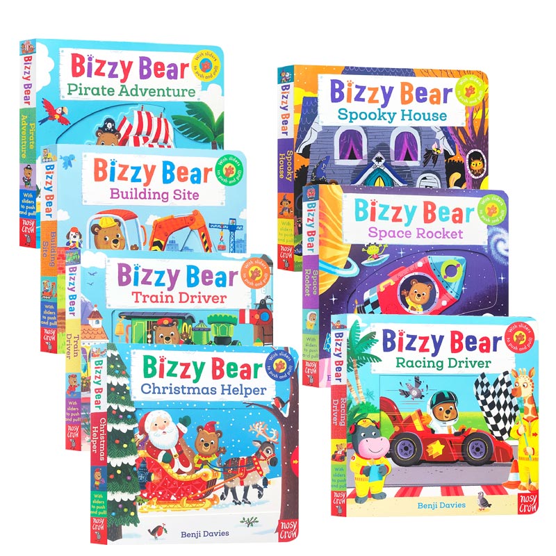 送音频 新版Bizzy Bear忙碌的小熊很忙绘本全套7册纸板机关操作书英文原版0-2-6岁低幼儿童英语启蒙玩具书可搭karen katz Busy系列