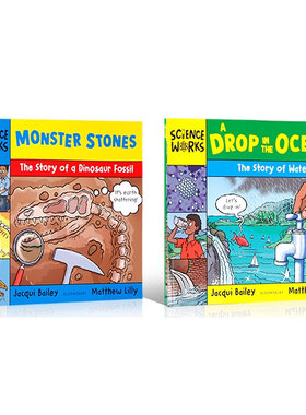 英文原版绘本Science Works系列Monster Stones 恐龙化石的故事 A Drop in the Ocean 水的故事科学与地理科普充电系列