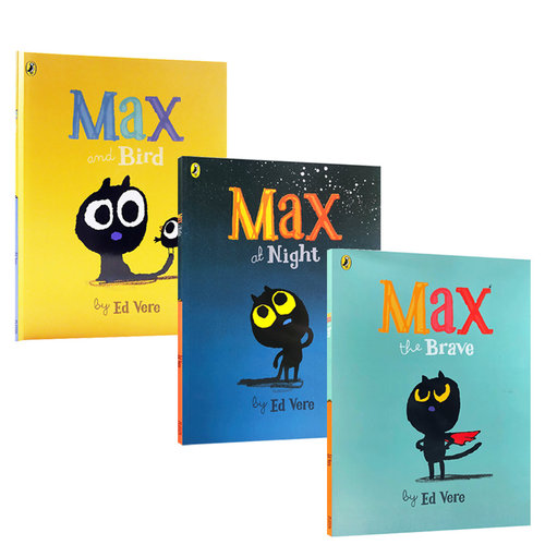 英文原版Max the Brave勇敢的麦克斯3册套装小黑猫Max at Night夜晚the Bird幼儿儿童绘本0-3-6岁情商培养儿童睡前故事书启蒙书