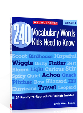 进口英文原版240 Vocabulary Words Kids Need to Know: Grade 2 孩子需要知道的240个单词 小学生课外写作练习词汇学乐出版练习册