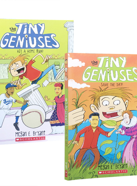 英文原版Tiny Geniuses2册Hit a Home Run!打本垒Save the Day!小天才系列合集进口儿童图画桥梁章节故事书平装Scholastic学乐进口