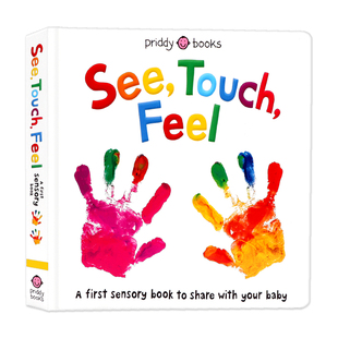 感觉0 seetouchfeel Feel看 摸 Touch 3岁幼儿童英语启蒙认知感知早教彩色撕不烂精装 英文原版 绘本正版 触觉视觉嗅觉触摸书See