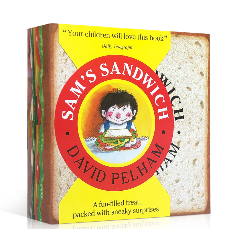 英文原版Sam's sandwich山姆的三明治David Pelham趣味翻翻书创意设计有趣造型立体游戏书儿童英语读物绘本韵文猜谜3-7岁正版
