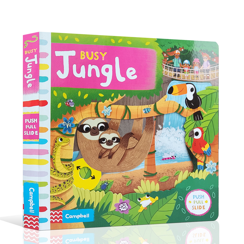 原版Busy book系列Jungle忙碌的丛林Campbell Books宝宝启蒙认知手指机关推拉书绘本Fire Station/zoo公园Park机场Airport pets