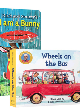 【送音频】I am a Bunny我是一只兔子The Wheels on the Bus公交巴士上的轮子英文原版绘本英文儿歌欧美经典童谣纸板书iamabunny