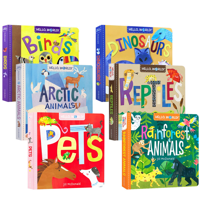 英文原版Hello World 你好世界系列6册绘本纸板书 Ocean Life 海洋生物/Arctic Animals 北极动物 幼儿STEM科学启蒙读物图画书