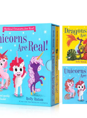 英文原版Mythical Creatures Uncorns Dragons Are Real! 独角兽龙是真的！2册合集英语启蒙早教亲子互动0-3岁低幼儿童图画绘本
