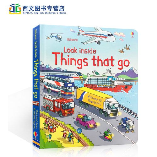 英文原版绘本尤斯伯恩Usborne 出品 Look Inside Things That Go揭秘系列交通工具幼儿版看里面纸板翻翻书大百科故事书