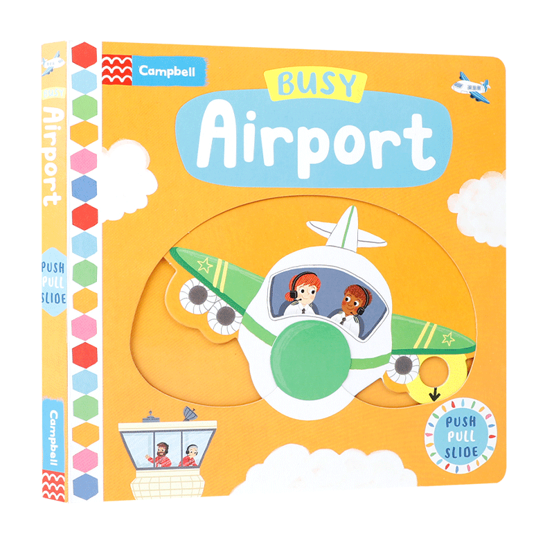 英文原版Busy Book系列Airport繁忙的飞机场交通工具宝宝启蒙认知手指机关推拉书绘本好习惯养成Fire Station/zoo/supermarket公园