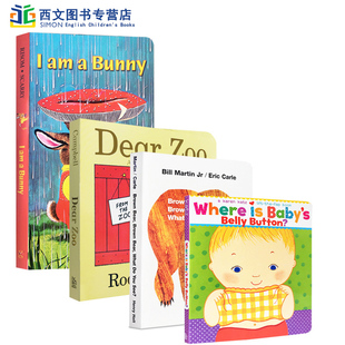 zoo Baby what 肚脐 英文原版 you Button宝宝 dear bunny Belly see Where Bear 送音频 绘本4册纸板书I Brown