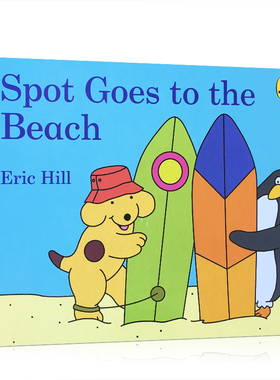 英文原版绘本 Spot Goes to the Beach Eric Hill斑点狗小玻系列 小玻去沙滩 0-3岁儿童早教启蒙英语亲子阅读纸板书 图画故事书