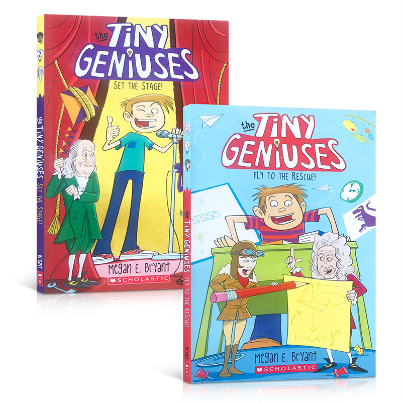 英文原版进口袖珍天才Pocket Tiny Geniuses#1-2Fly to the Rescue!/Set the Stage!2册  Scholastic出版青少年课外阅读章节桥梁书