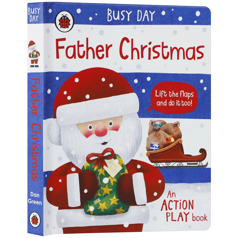 英文Busy Day: Father Christmas 忙碌的一天圣诞老人 儿童节日启蒙认知英语绘本 宝宝撕不烂纸板翻翻书 亲子共读睡前童话故事