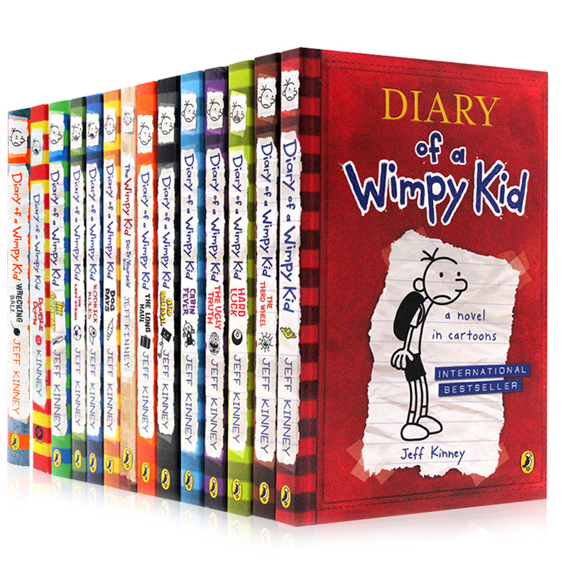 【新版17册合售】小屁孩日记小学推荐桥梁书英文原版Diary of a Wimpy Kid哭包日记章节儿童文学插图童书幽默漫画 7-12岁小说-封面